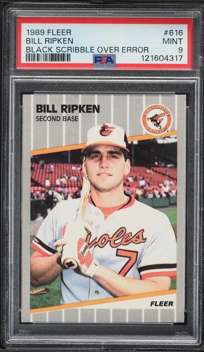 1989 Fleer Bill Ripken ROOKIE, BLACK SCRIBBLE #616 PSA 9 MINT