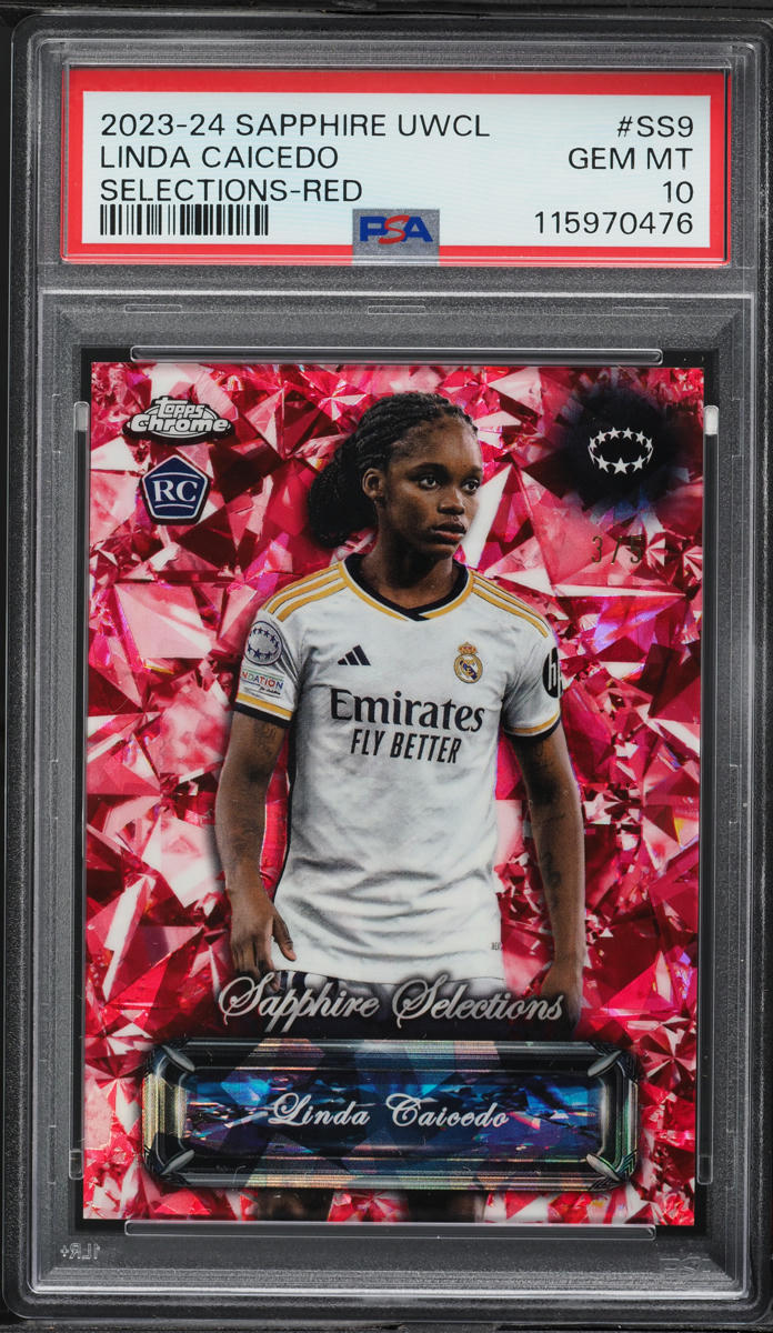 2023 Topps Chrome Sapphire UEFA Selections Red Linda Caicedo ROOKIE /5 PSA 10