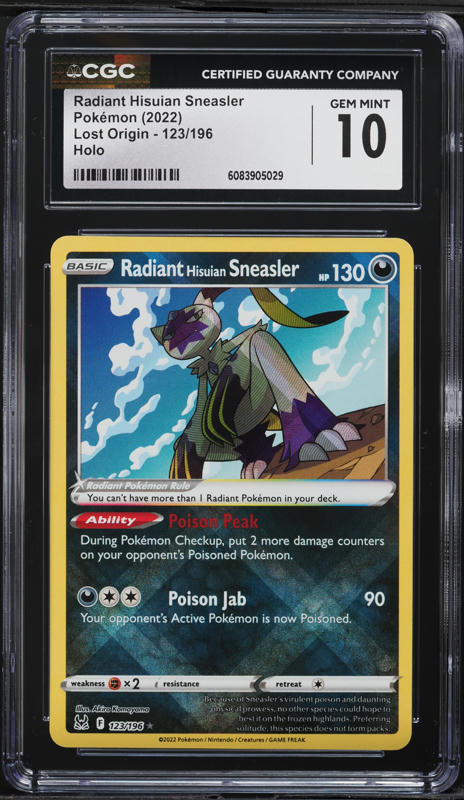 2022 Pokemon SWSH Lost Origin Holo Radiant Hisuian Sneasler #123 CGC 10 GEM MINT