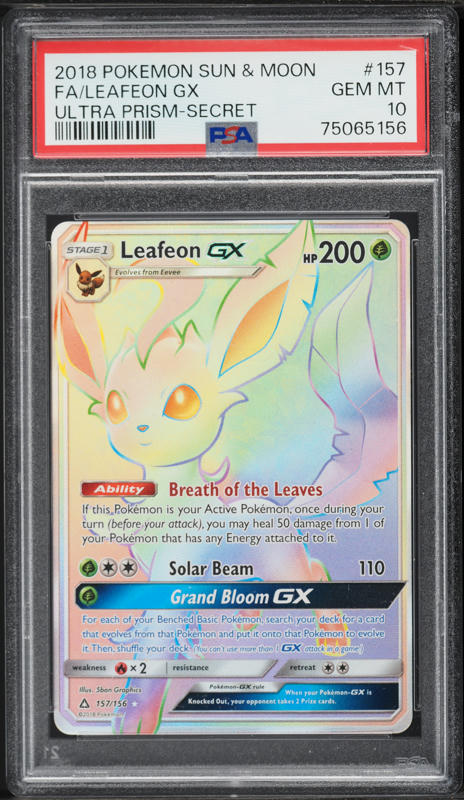 leafeon gx pokemon card value SM-5 Ultra Prism Card: 157/156 Rainbow Ultra Rare H Shiny Holo Rare Card Type Pokemon Card Game/[SM5S] Ultra Sun]Leafeon