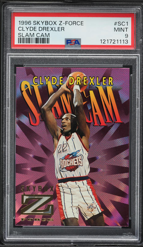 1996 Skybox Z-Force Slam Cam Clyde Drexler #SC1 PSA 9 MINT on