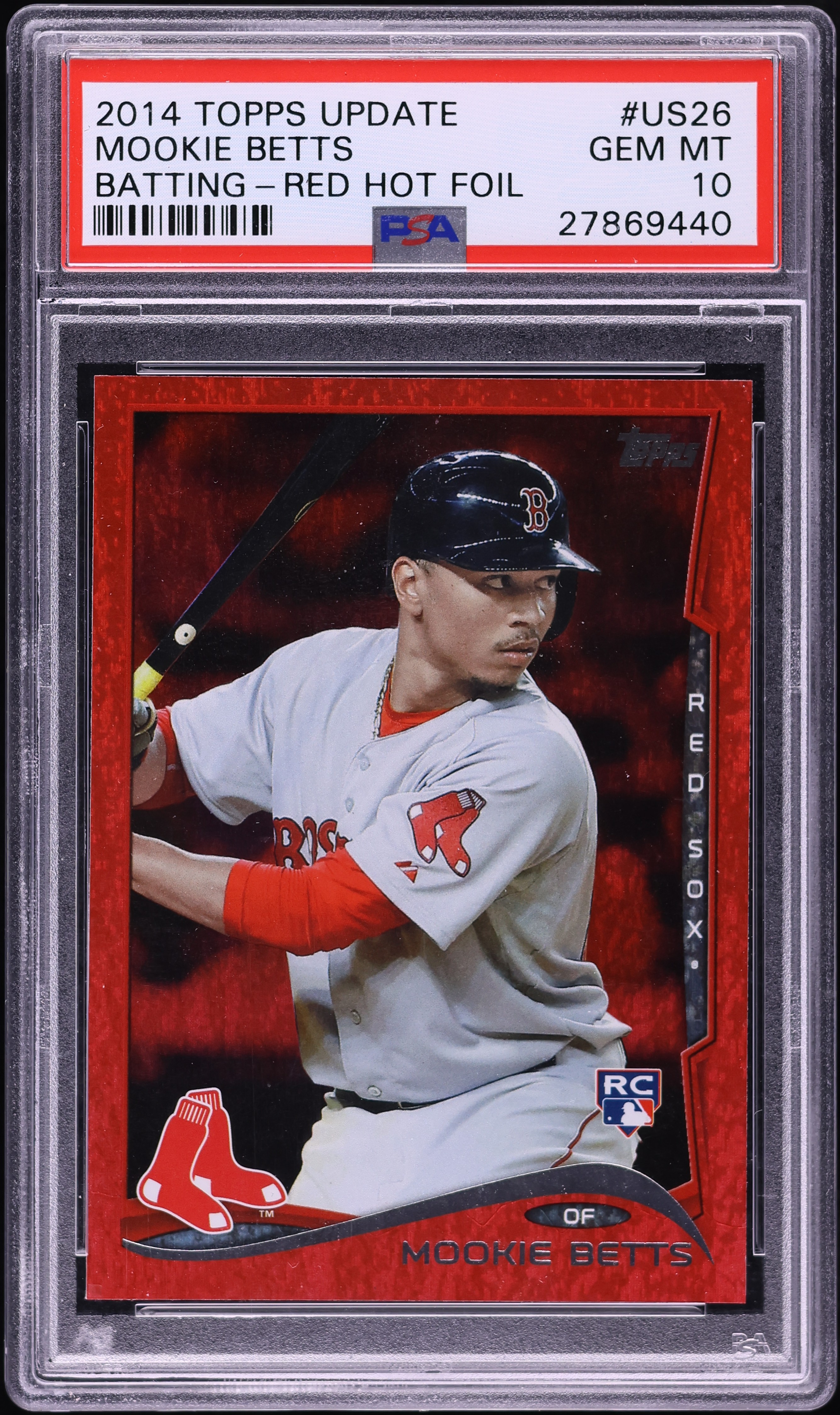 2014 Topps Update Batting Red Hot Foil Mookie Betts ROOKIE #US26