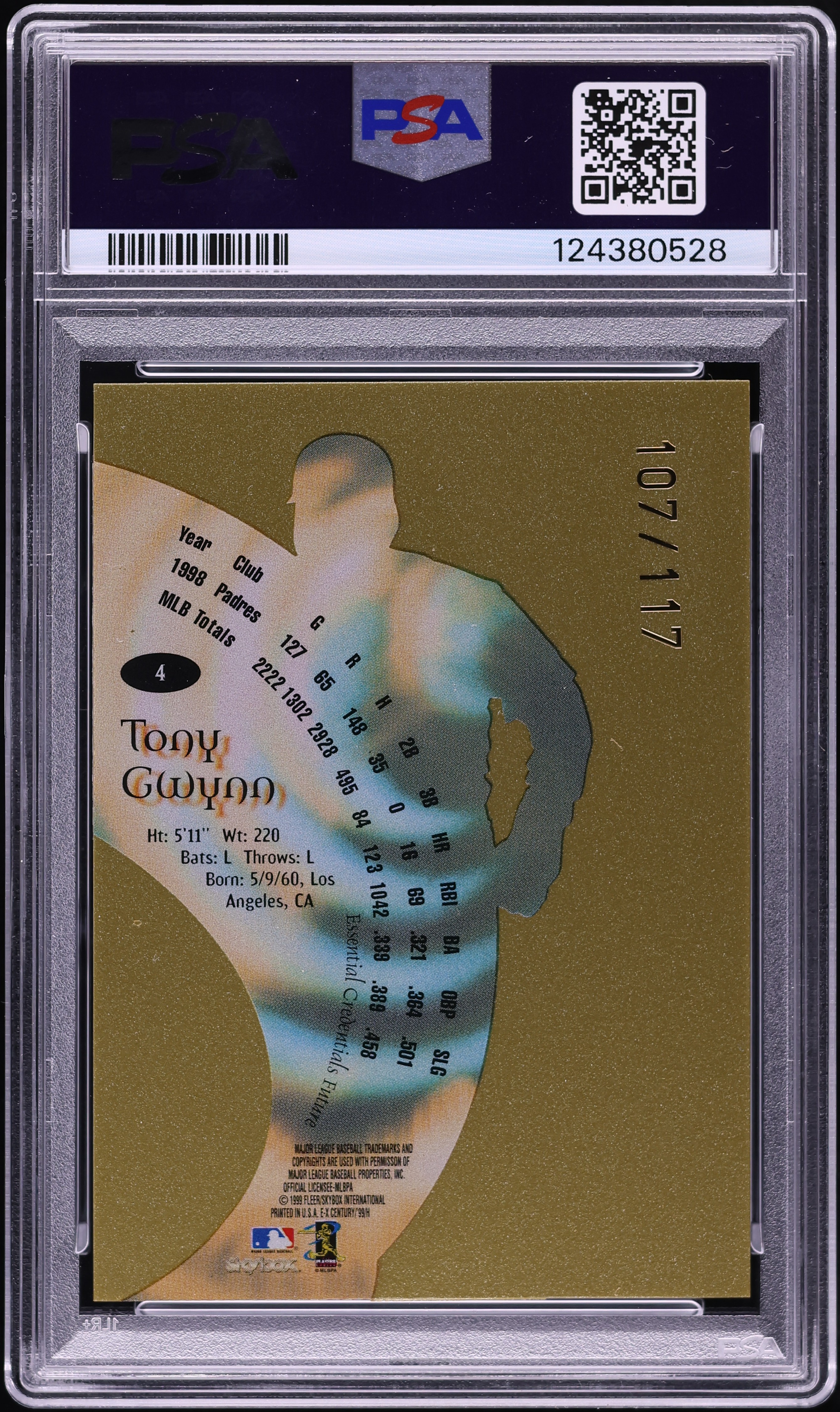 1999 Skybox E-X Century Essential Credentials Future Tony Gwynn