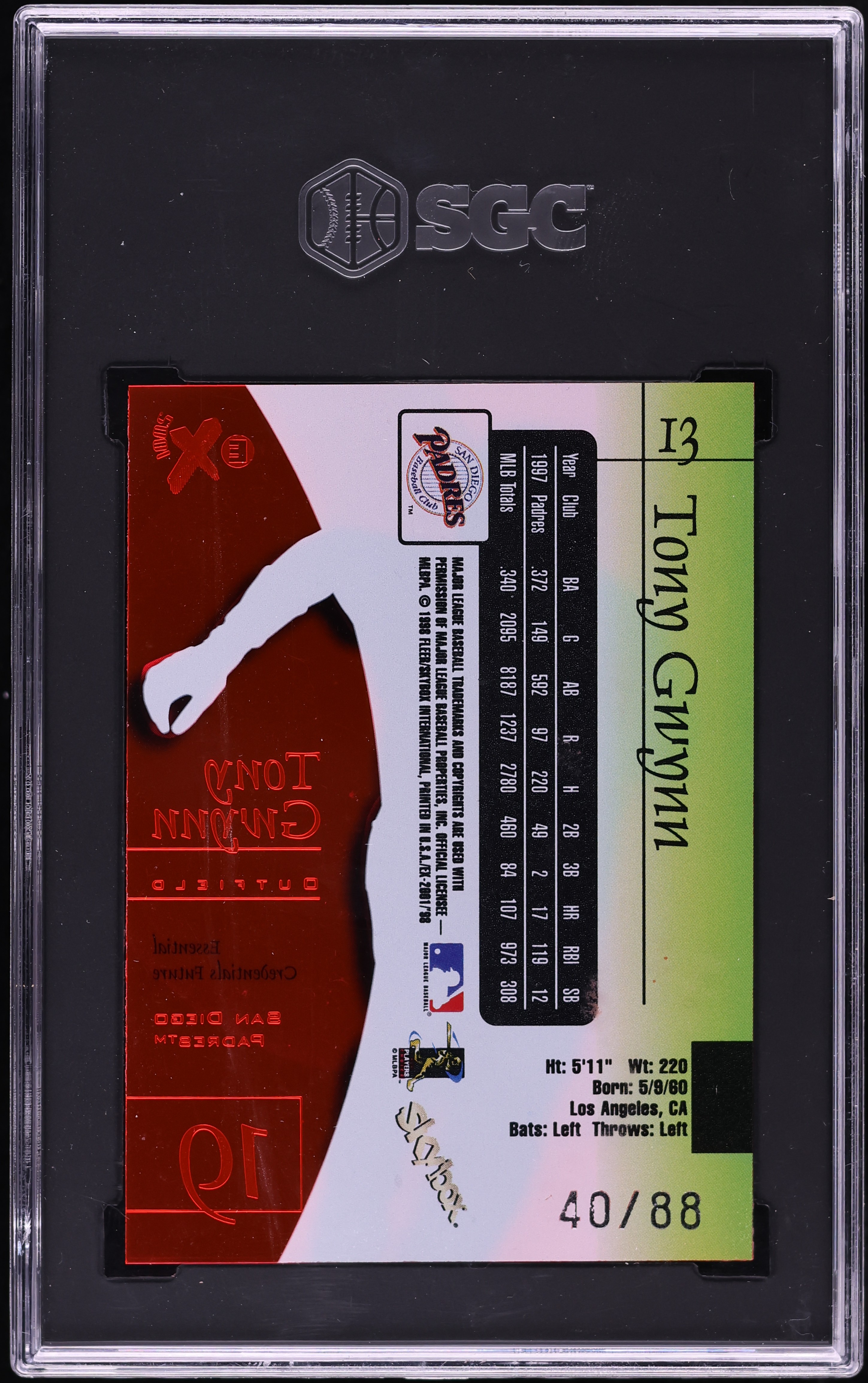 1998 Skybox E-X 2001 Essential Credentials Future Tony Gwynn /88