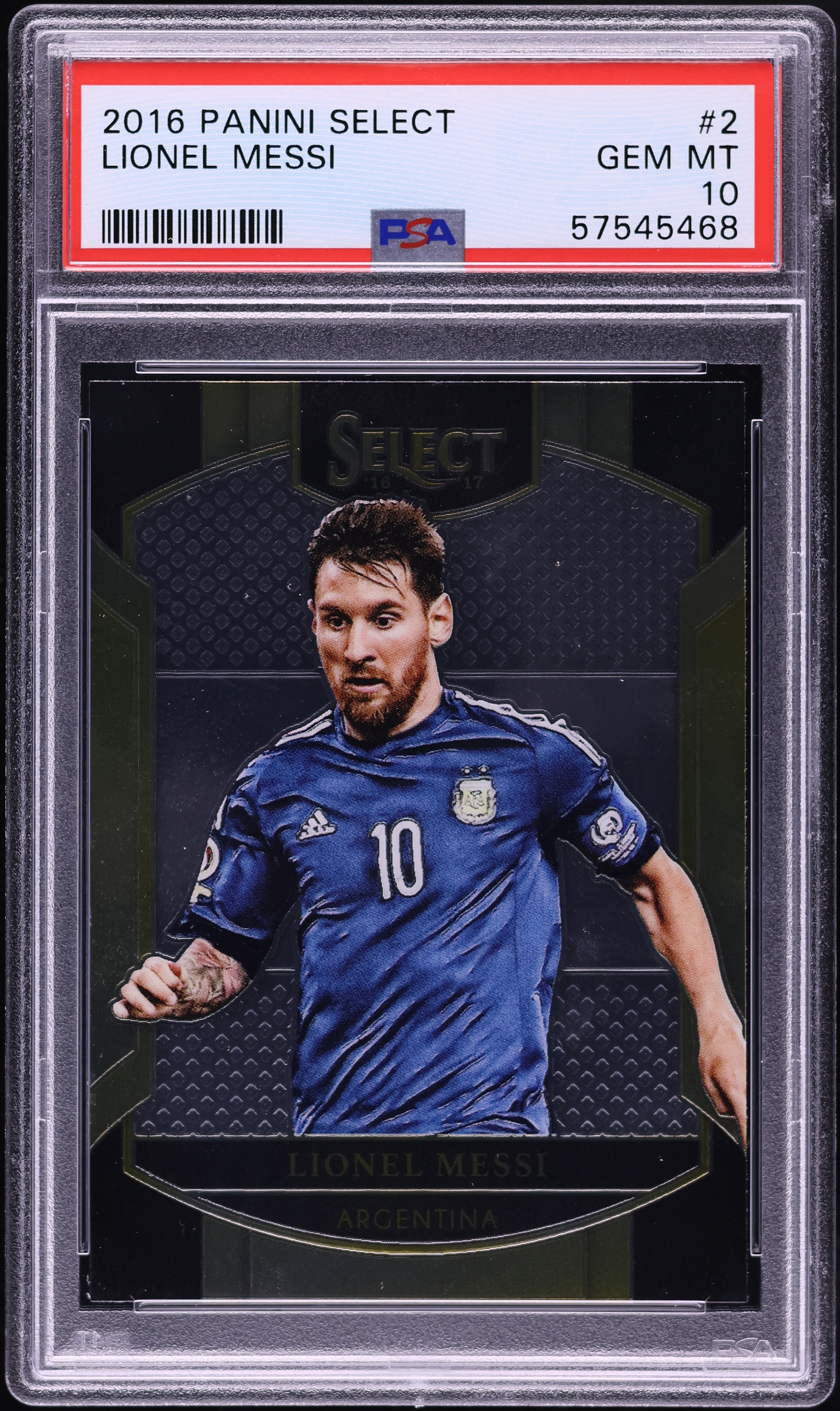 2016 Select Soccer Lionel Messi #2 PSA 10 GEM MINT on Fanatics Collect