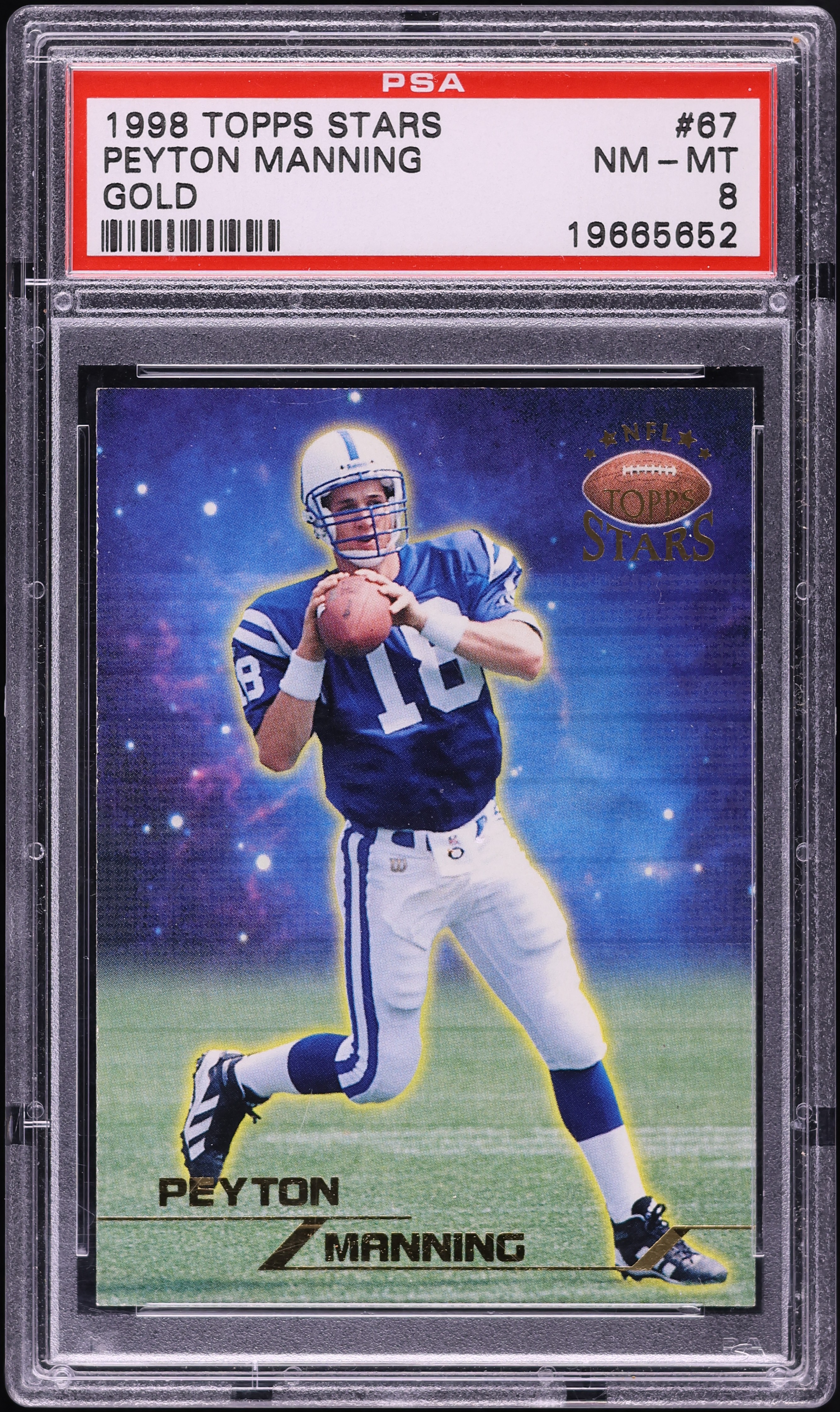 1998 Topps Stars Gold Peyton Manning ROOKIE /1999 #67 PSA 8 NM-MT