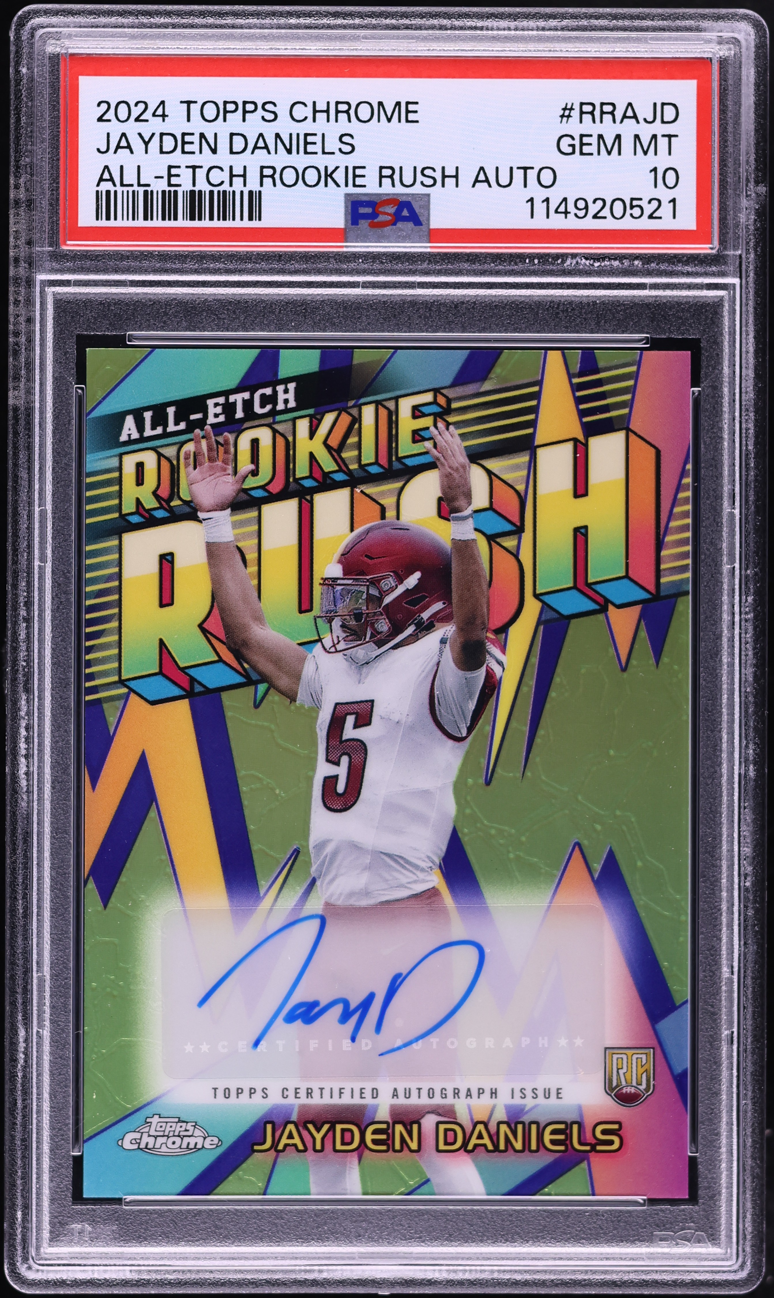 2024 Topps Chrome All-Etch Rush Jayden Daniels ROOKIE AUTO PSA 10