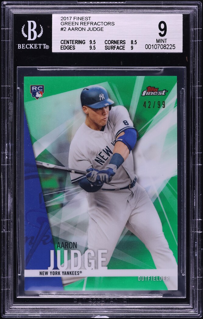 2017 Finest Green Refractor Aaron Judge ROOKIE /99 #2 BGS 9 MINT