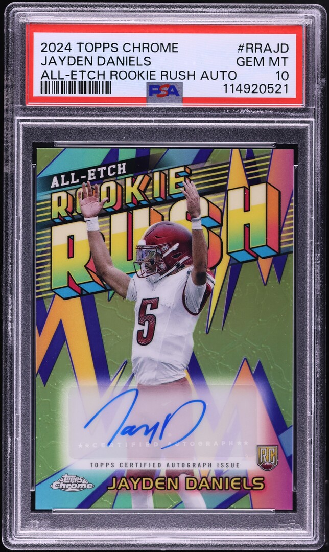 2024 Topps Chrome All-Etch Rush Jayden Daniels ROOKIE AUTO PSA 10 GEM MINT