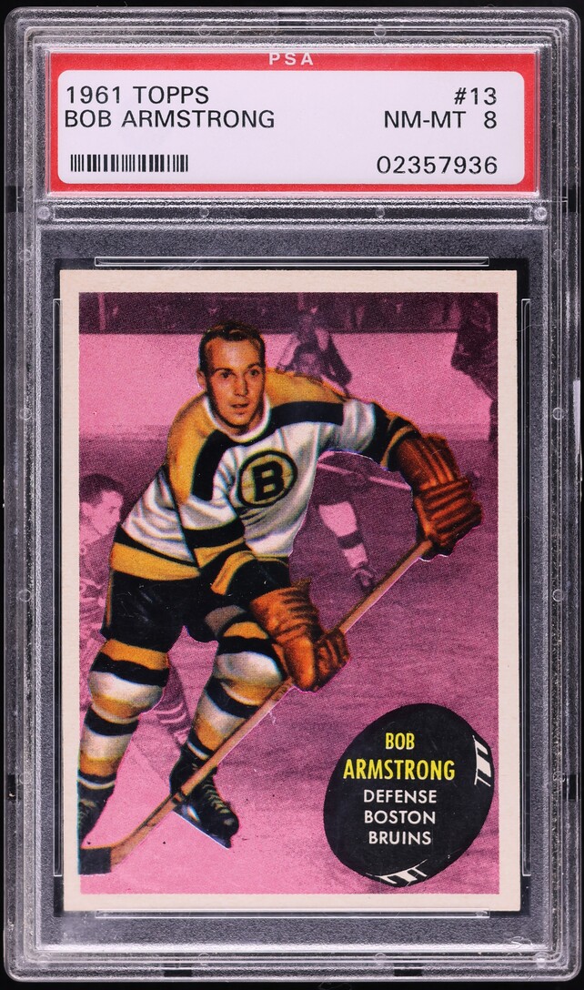 1961 Topps Hockey Bob Armstrong #13 PSA 8 NM-MT on Fanatics Collect