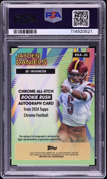 2024 Topps Chrome All-Etch Rush Jayden Daniels ROOKIE AUTO PSA 10