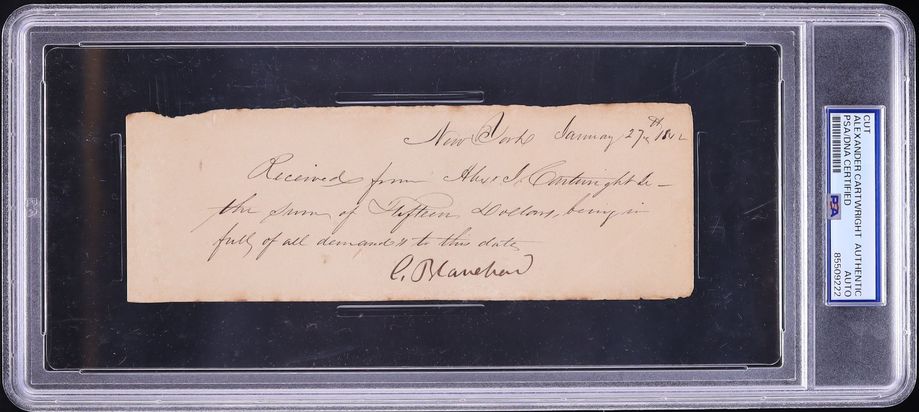 Signed Alexander Cartwright Cut - PSA/DNA COA
