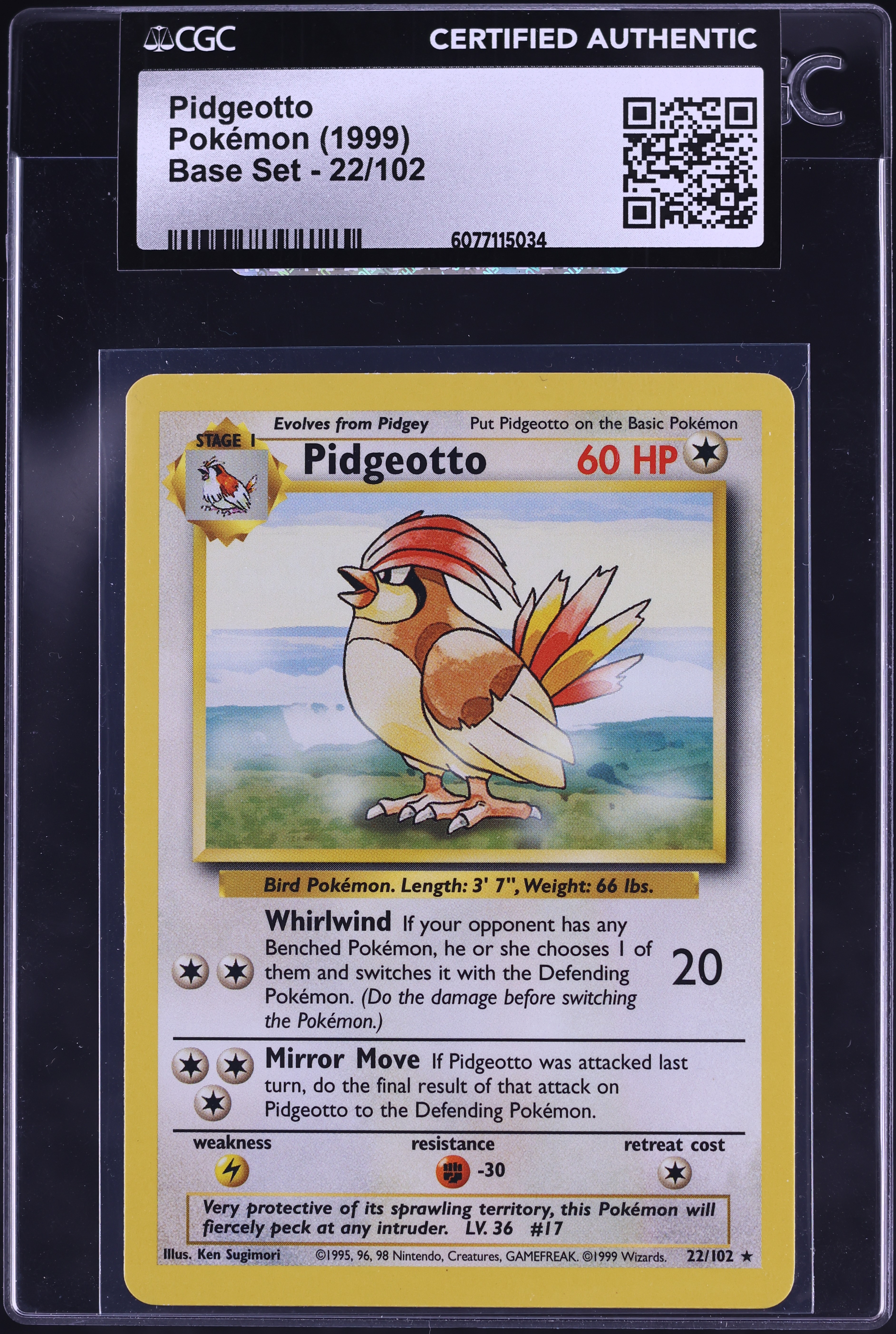 1999 Pokemon Base Set Pidgeotto #22 CGC AUTH on Fanatics Collect