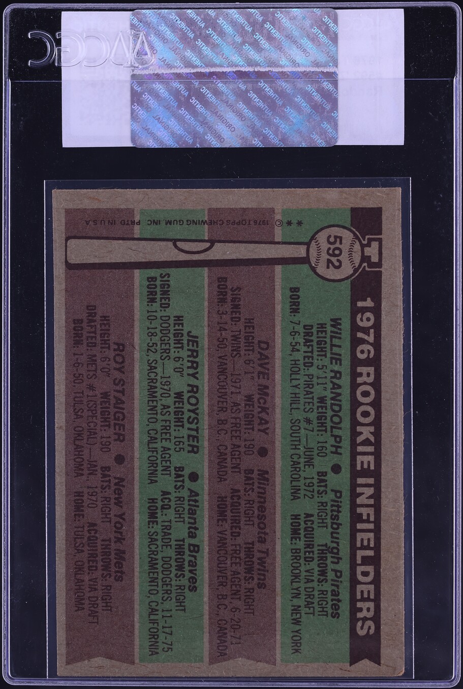 1976 Topps Willie Randolph ROOKIE #592 CGC AUTH