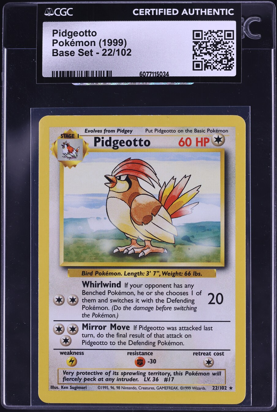 1999 Pokemon Base Set Pidgeotto #22 CGC AUTH on Fanatics Collect