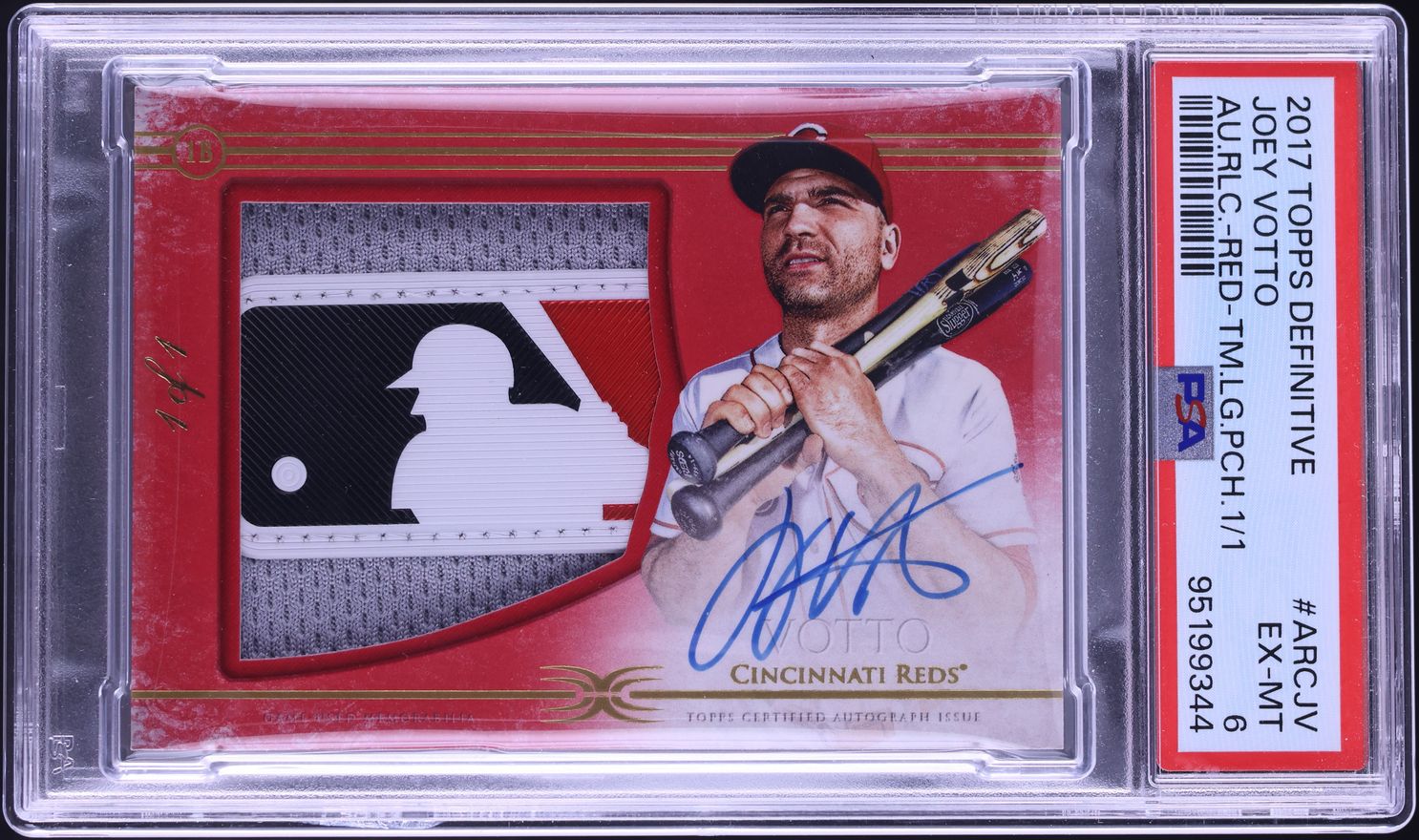 2017 Topps Definitive Red Joey Votto LOGO PATCH 1/1 #ARCJV PSA 6