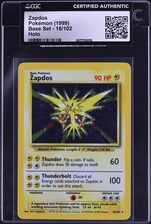 1999 Pokemon Base Set Holo Zapdos #16 CGC AUTH on Fanatics Collect