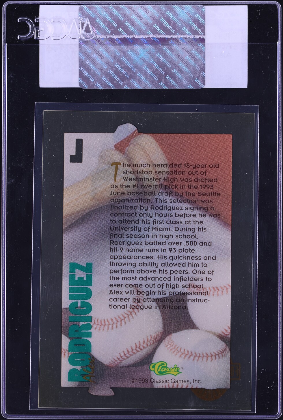 1993 Classic Four Sport Acetates Alex Rodriguez ROOKIE /66000 CGC AUTH