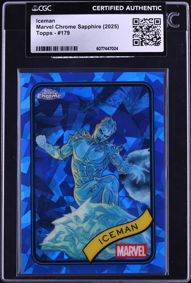 2025 Topps Marvel Chrome Blue & Green Shimmer Refractor Iceman