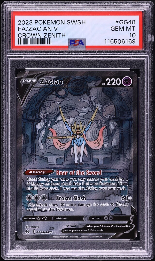 2023 Pokemon Sword & Shield Crown Zenith SIR Zacian V #GG48 PSA 10