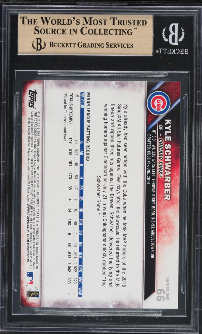 2016 Topps Limited Edition Kyle Schwarber ROOKIE #66 BGS 9.5 GEM MINT