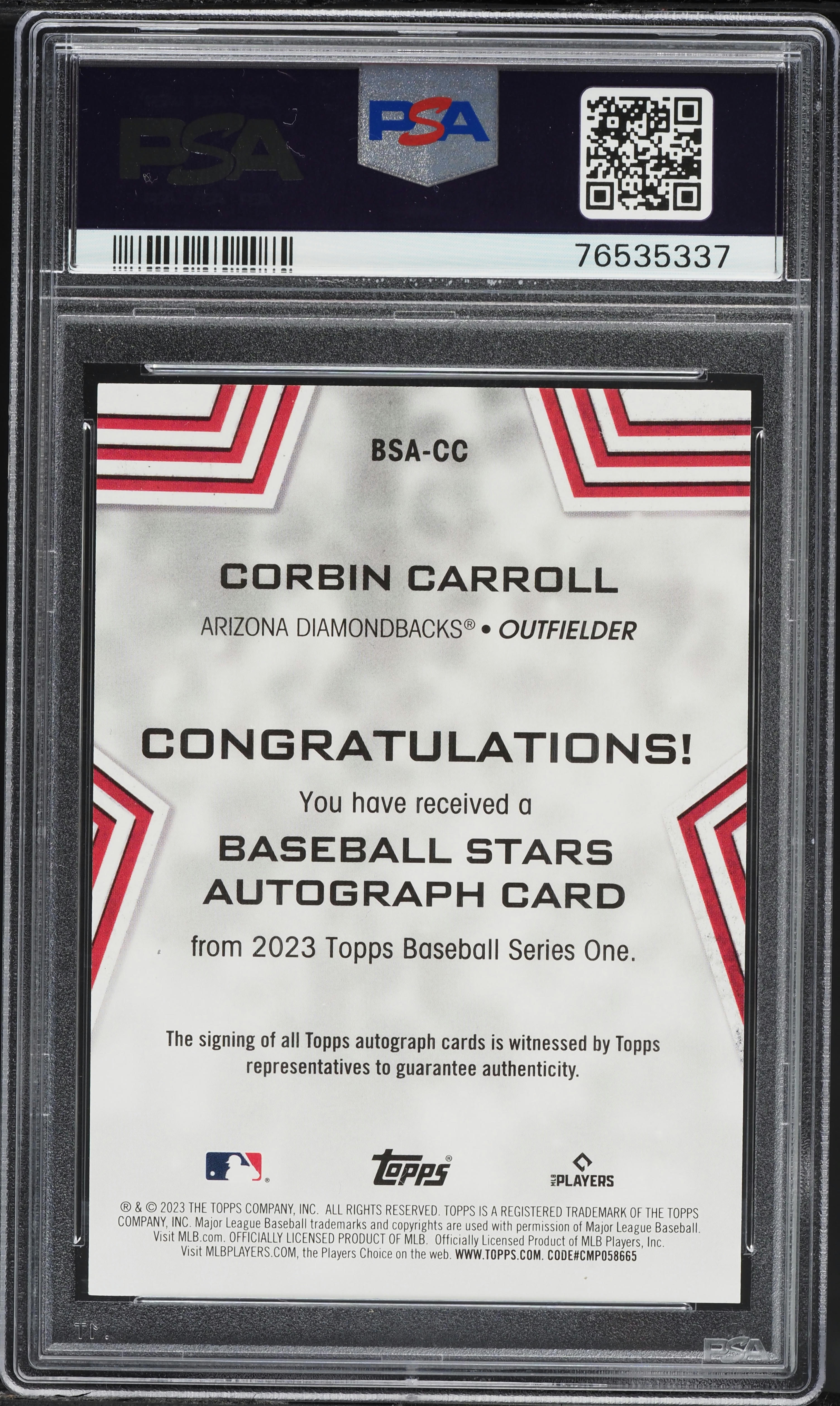 2023 Topps Stars Corbin Carroll ROOKIE AUTO DNA 10 #BSACC PSA 10