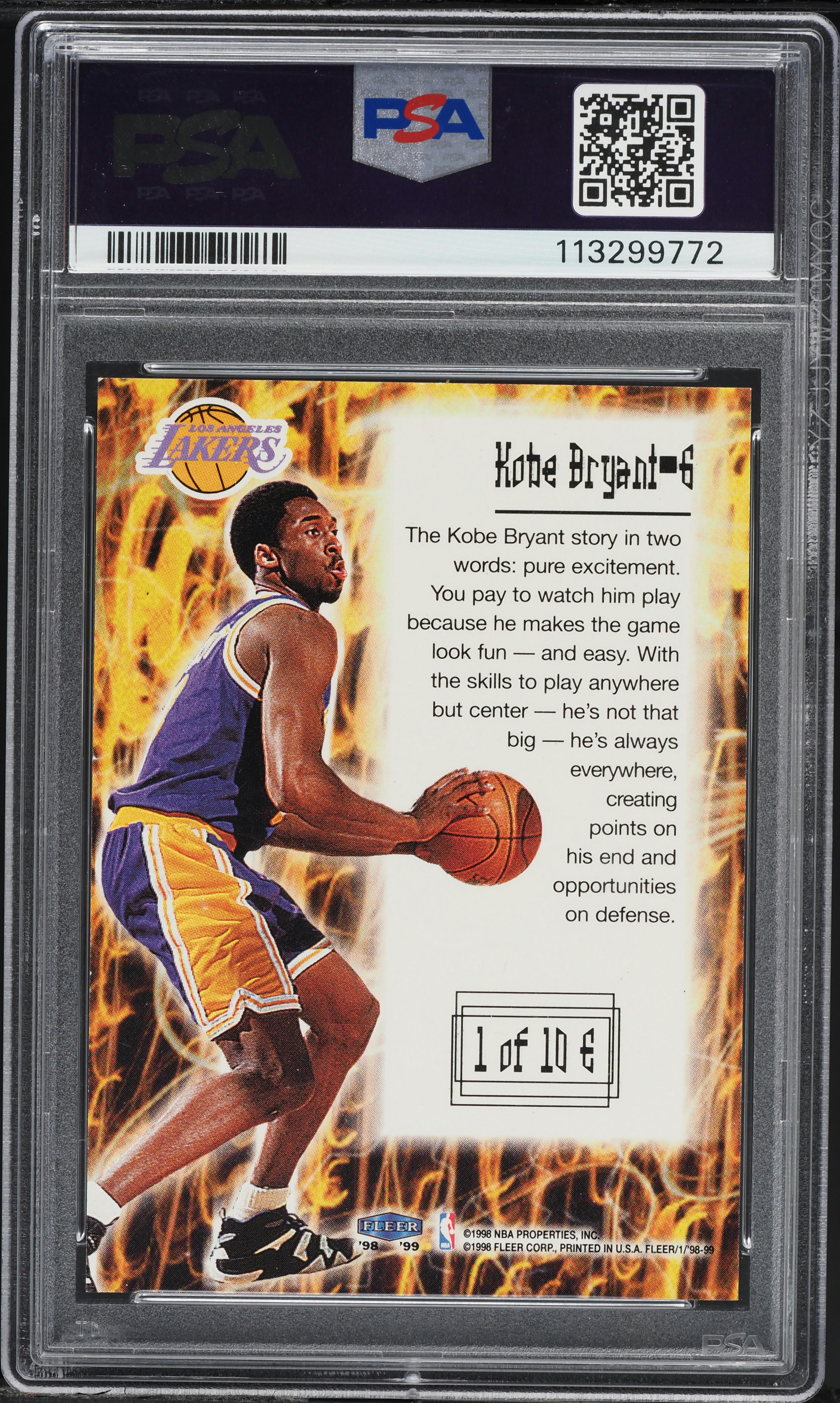 1998 Fleer Electrifying Kobe Bryant #1 PSA 9 MINT on Fanatics Collect