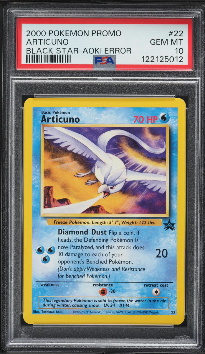 2000 Pokemon Black Star Promo Aoki Error Articuno #22 PSA 10 GEM MINT