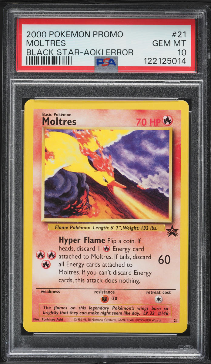 2000 Pokemon Black Star Promo Aoki Error Moltres #21 PSA 10 GEM MINT