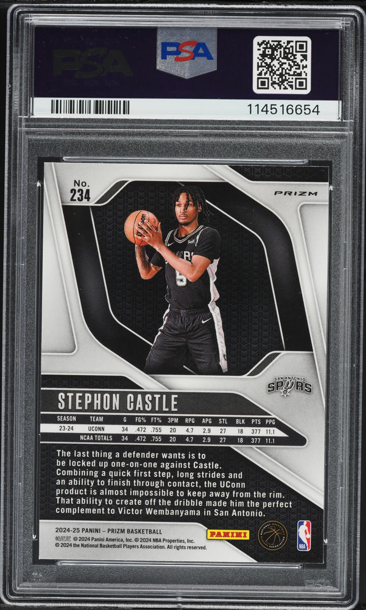 2024 Panini Prizm White Sparkle Stephon Castle ROOKIE #234 PSA 9 MINT