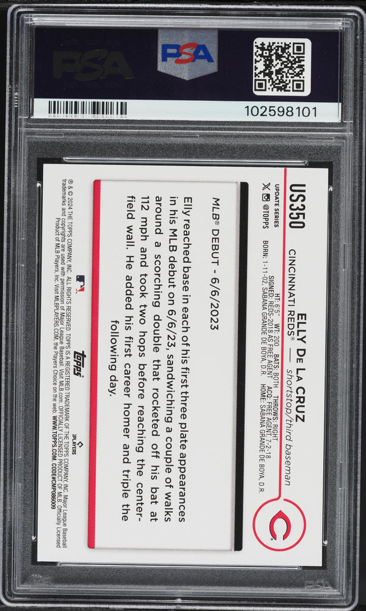 2024 Topps Update Elly De La Cruz ROOKIE #US350 PSA 10 GEM MINT