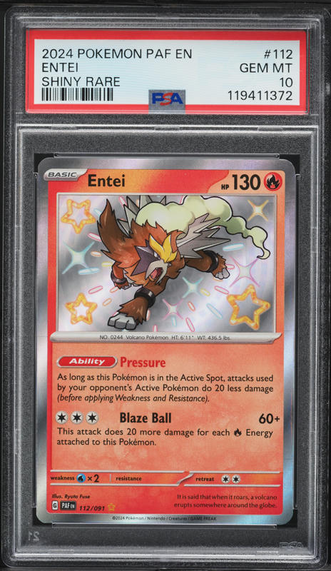 rare entei pokemon card 4/132 Reverse Holo Vintage Near Mint Rare Card Type Entei Aquapolis - Rare Heavily