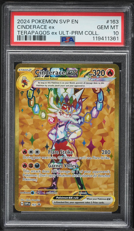 2024 Pokemon SV Black Star Promo Premium Gold Rare Cinderace ex #163 PSA 10 GEM