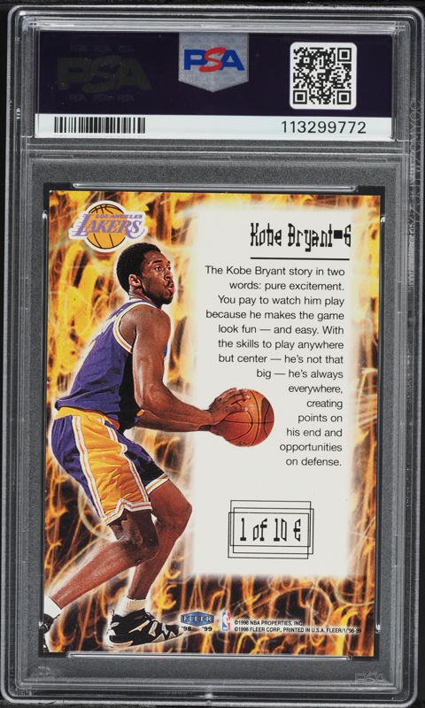 1998 Fleer Electrifying Kobe Bryant #1 PSA 9 MINT on Fanatics Collect