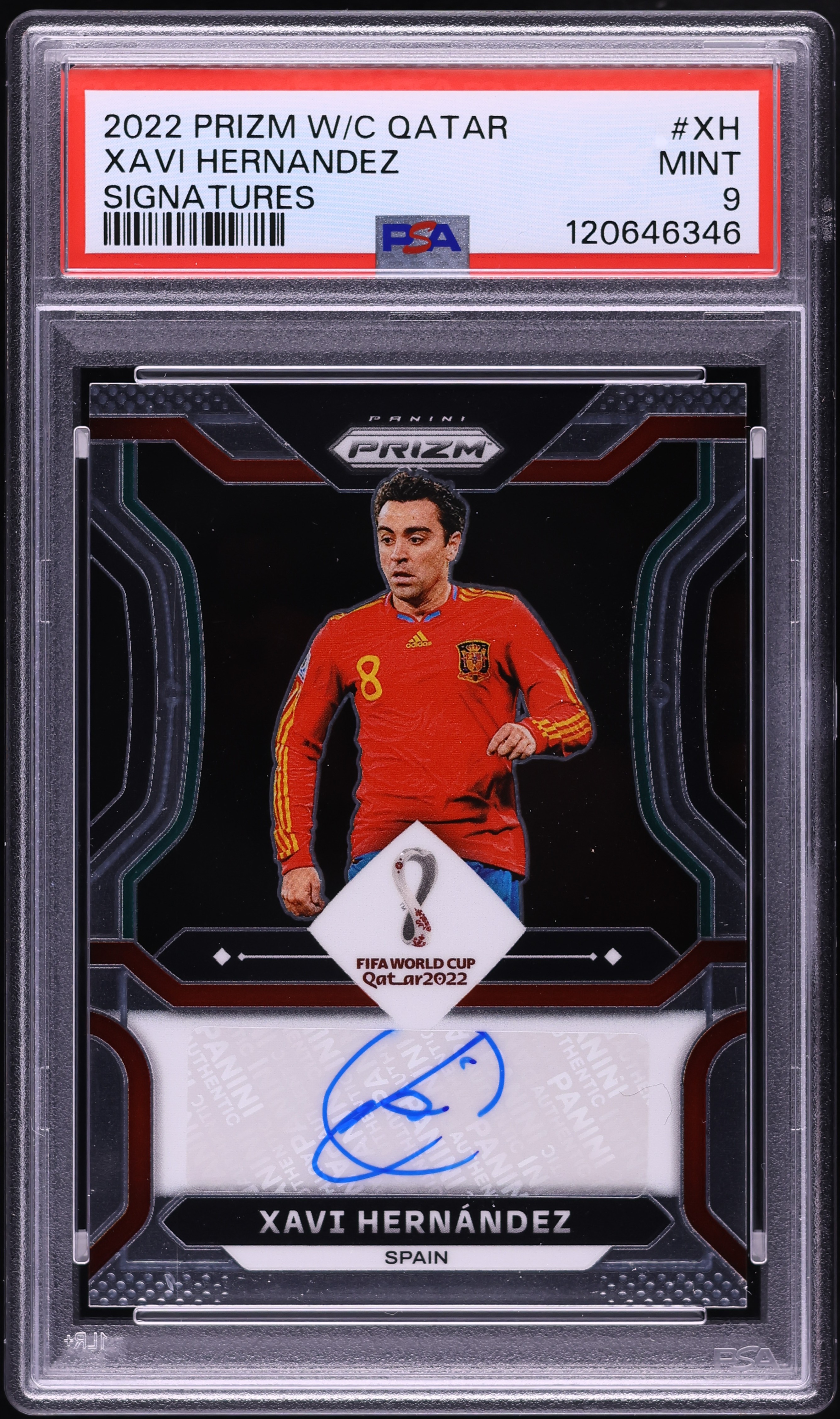 2022 Panini Prizm World Cup Qatar Xavi Hernandez AUTO #XH PSA 9