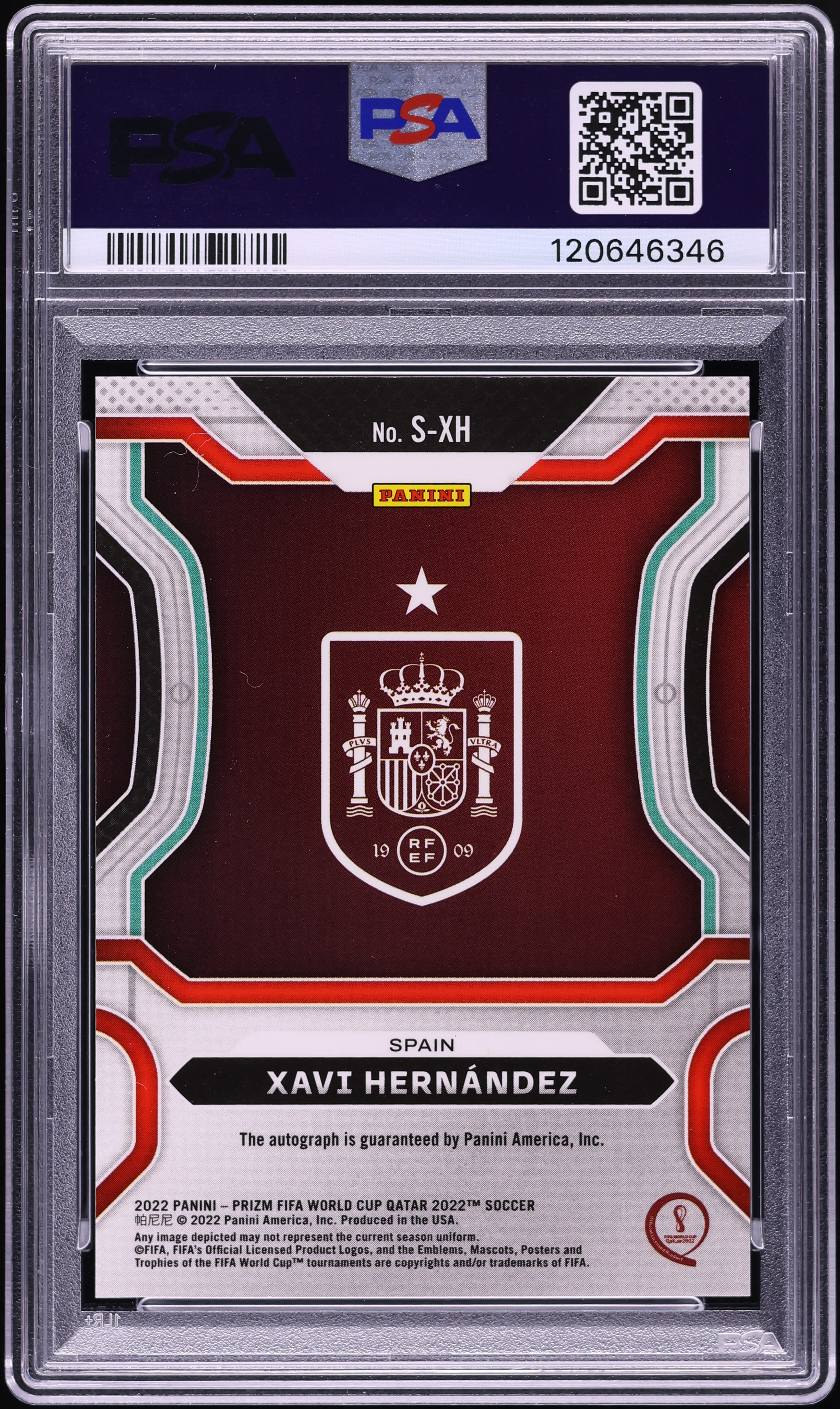 2022 Panini Prizm World Cup Qatar Xavi Hernandez AUTO #XH PSA 9