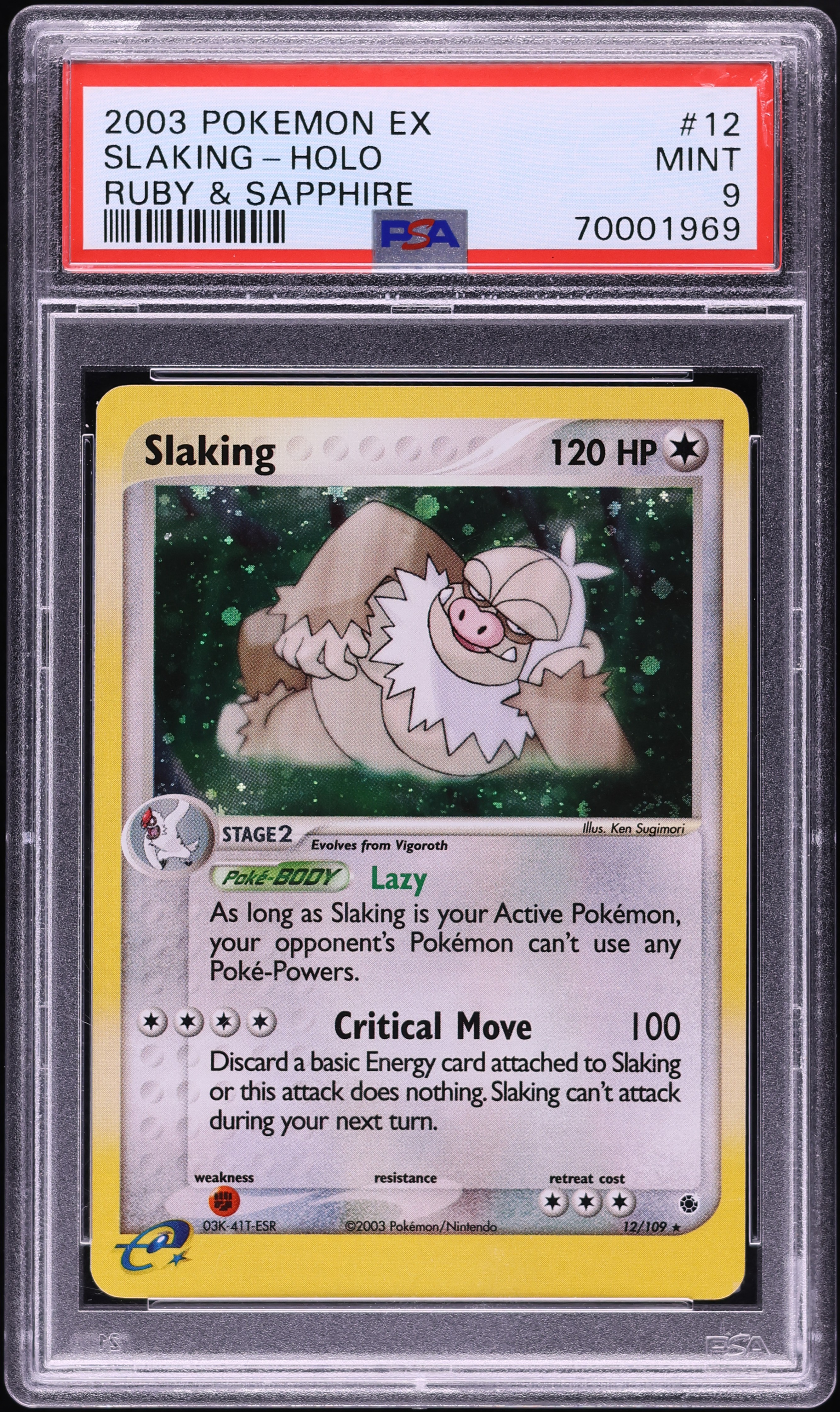 2003 Pokemon EX Ruby & Sapphire Holo Slaking #12 PSA 9 MINT on