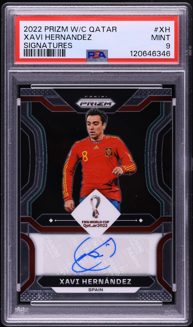 2022 Panini Prizm World Cup Qatar Xavi Hernandez AUTO #XH PSA 9