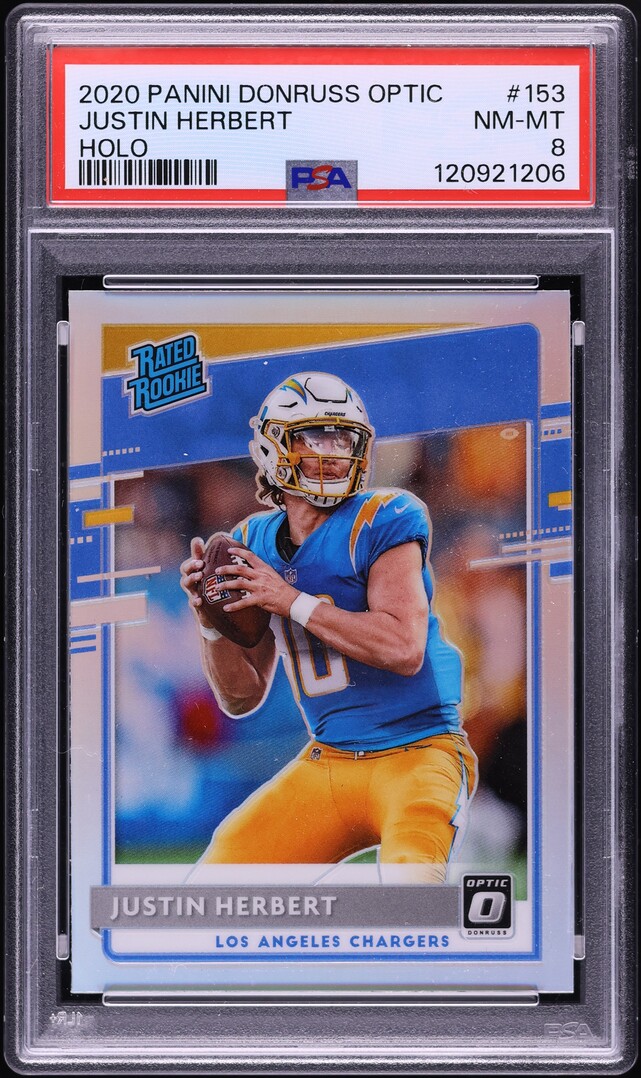 2020 Donruss Optic Holo Justin Herbert ROOKIE #153 PSA 8 NM-MT