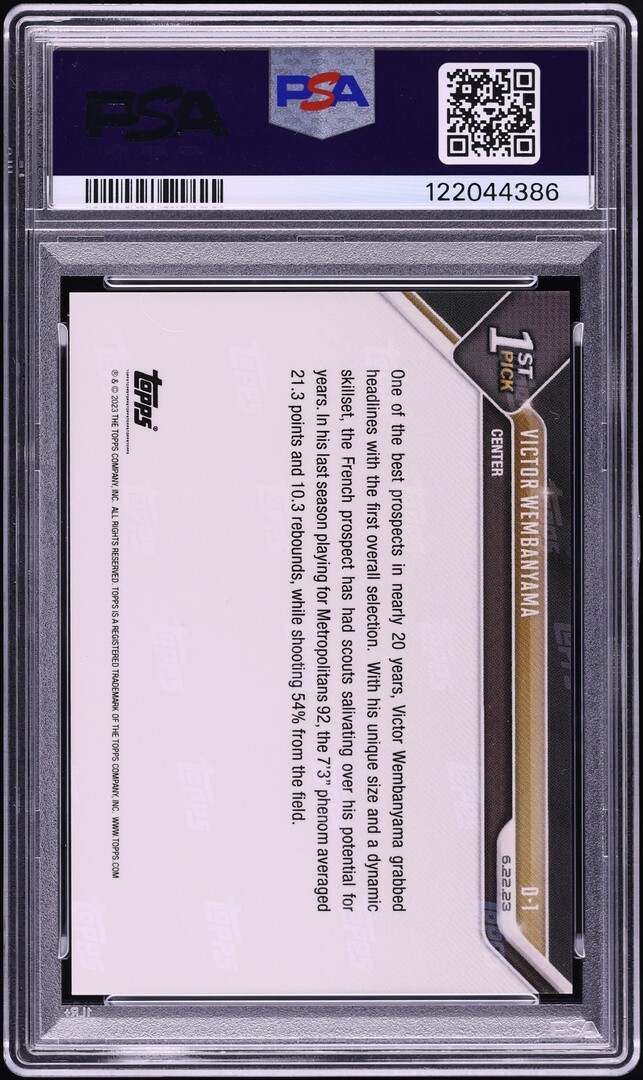 2023 Topps Now Draft Victor Wembanyama ROOKIE #D-1 PSA 10 GEM MINT