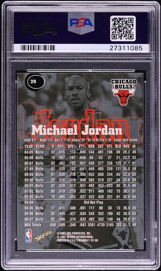 1997 Skybox Premium Michael Jordan #29 PSA 10 GEM MINT