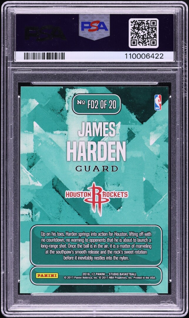 2016 Panini Studio From Downtown James Harden #FD2 PSA 10 GEM MINT
