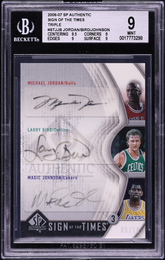 2006 SP Authentic Sign Of The Times Michael Jordan Bird Magic AUTO /10 BGS 9