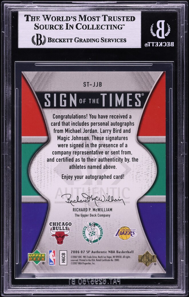 2006 SP Authentic Sign Of The Times Michael Jordan Bird Magic AUTO /10 BGS 9