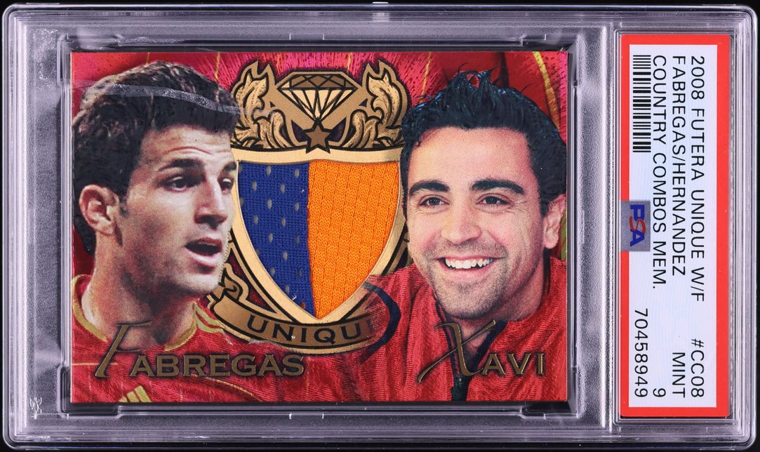 2008 Futera Unique World Country Combos Fabregas Xavi GAME-USED PATCH /350 #CC08 PSA 9 MINT