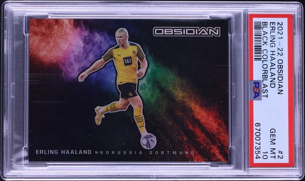 2023 Panini Obsidian Black Colorblast Erling Haaland #11 PSA 10 2023 Panini Obsidian Black Colorblast Erling Haaland #11 PSA 10