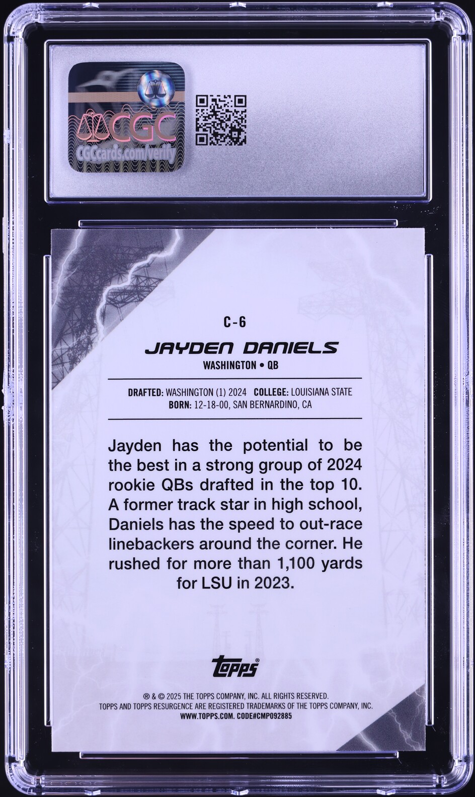 2024 Topps Resurgence Conductors Jayden Daniels ROOKIE #C-6 CGC 10 GEM MINT