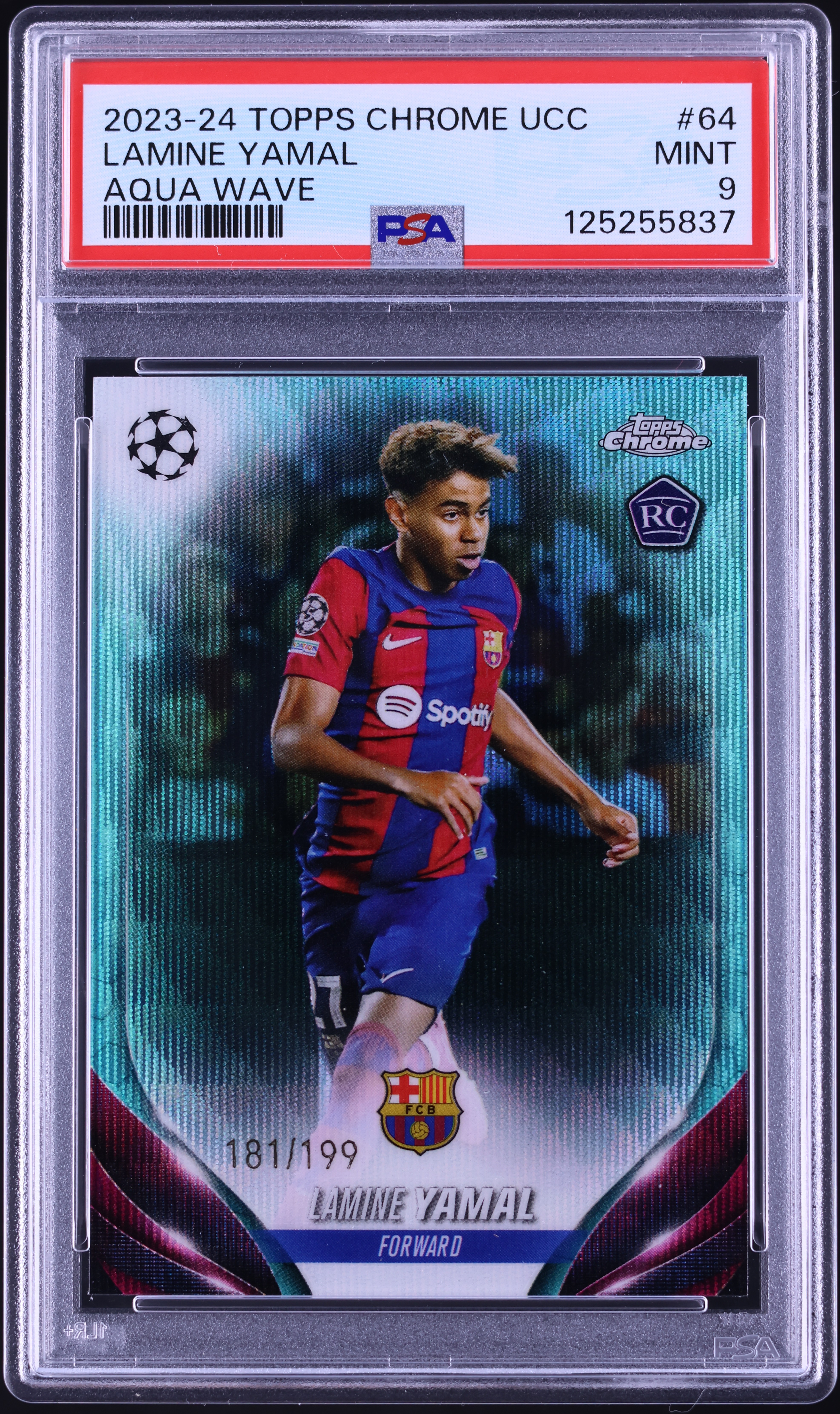 2023 Topps Chrome UEFA CC Aqua Wave Lamine Yamal ROOKIE /199 #64