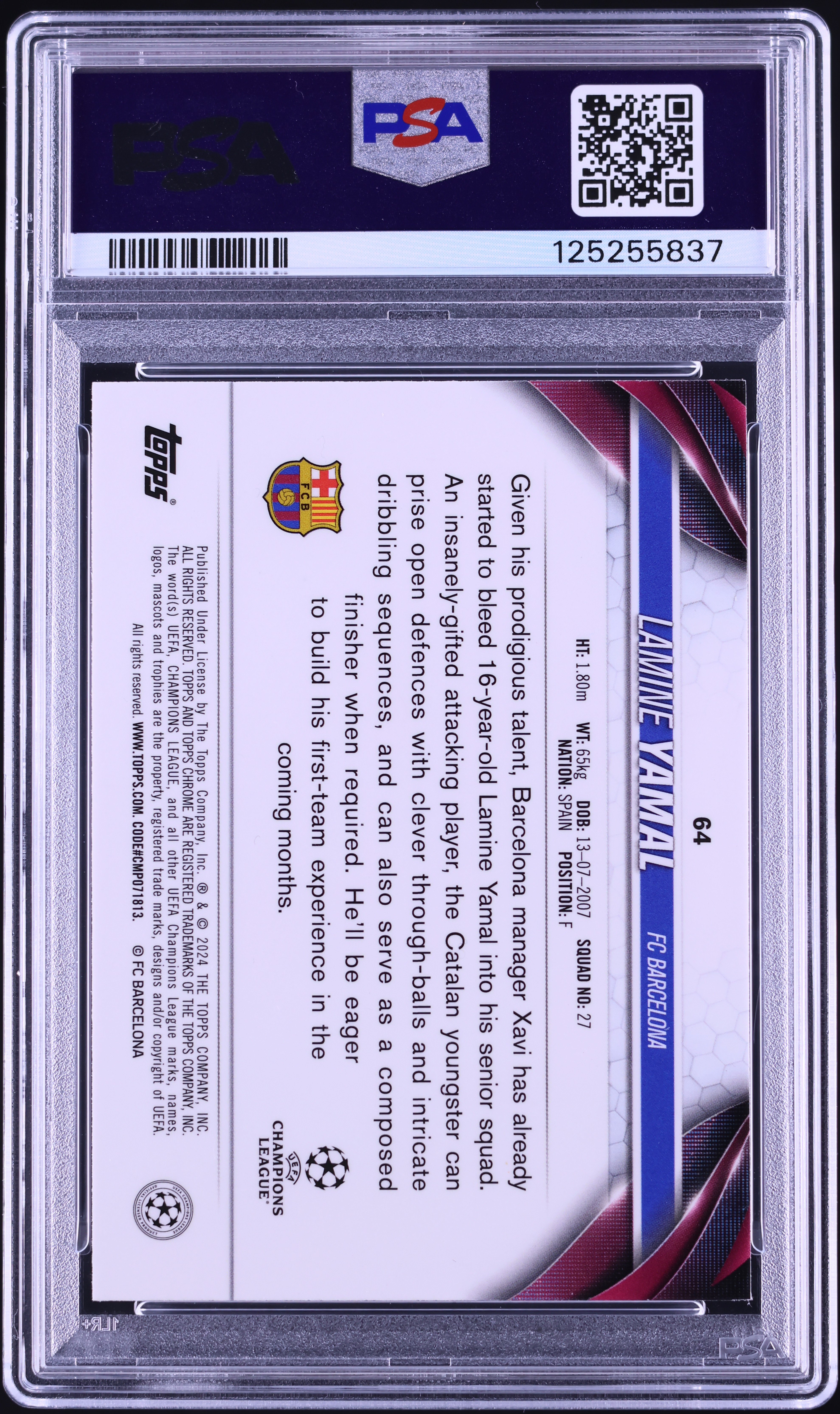 2023 Topps Chrome UEFA CC Aqua Wave Lamine Yamal ROOKIE /199 #64