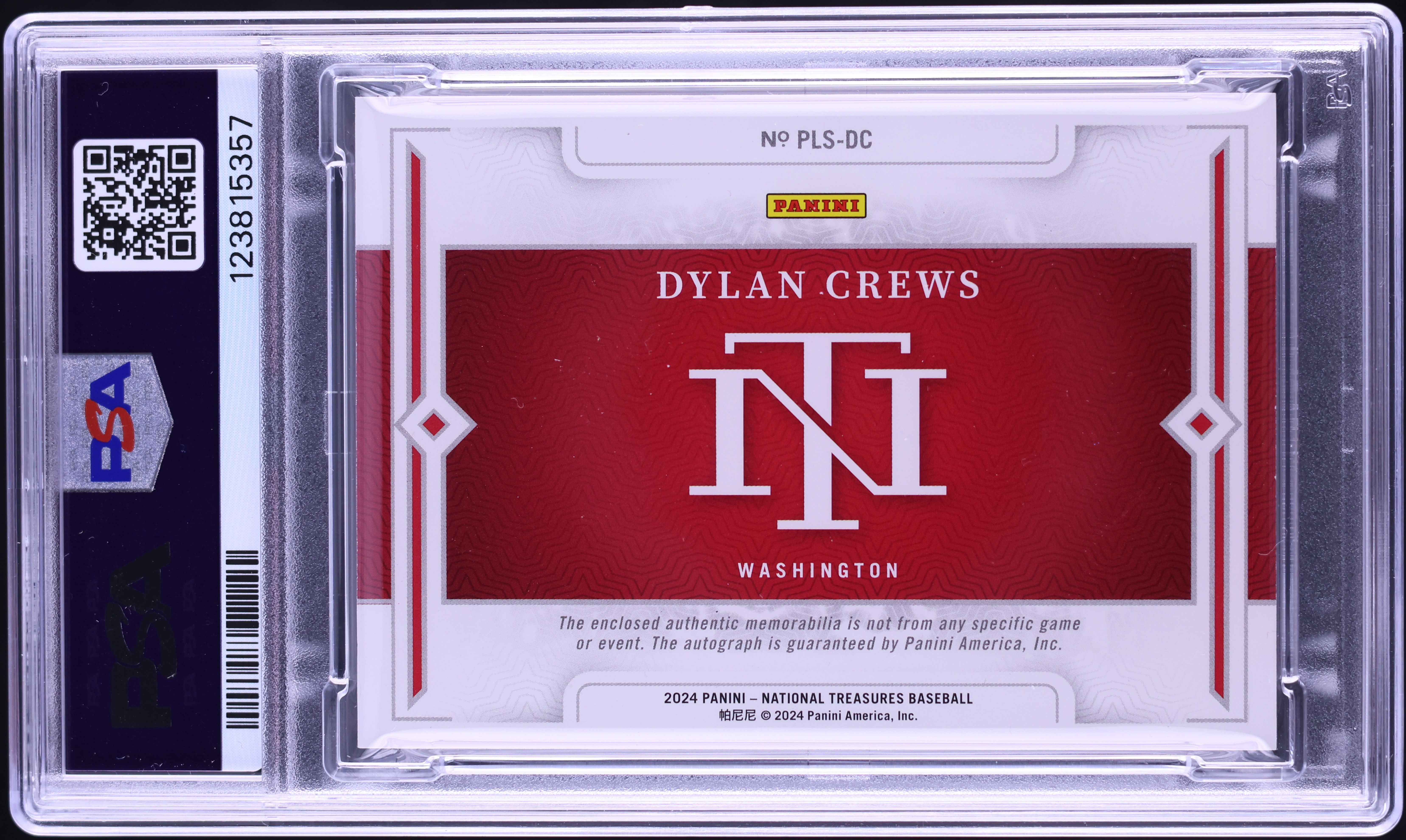 2024 National Treasures Lumber Dylan Crews RC PATCH AUTO DNA 10